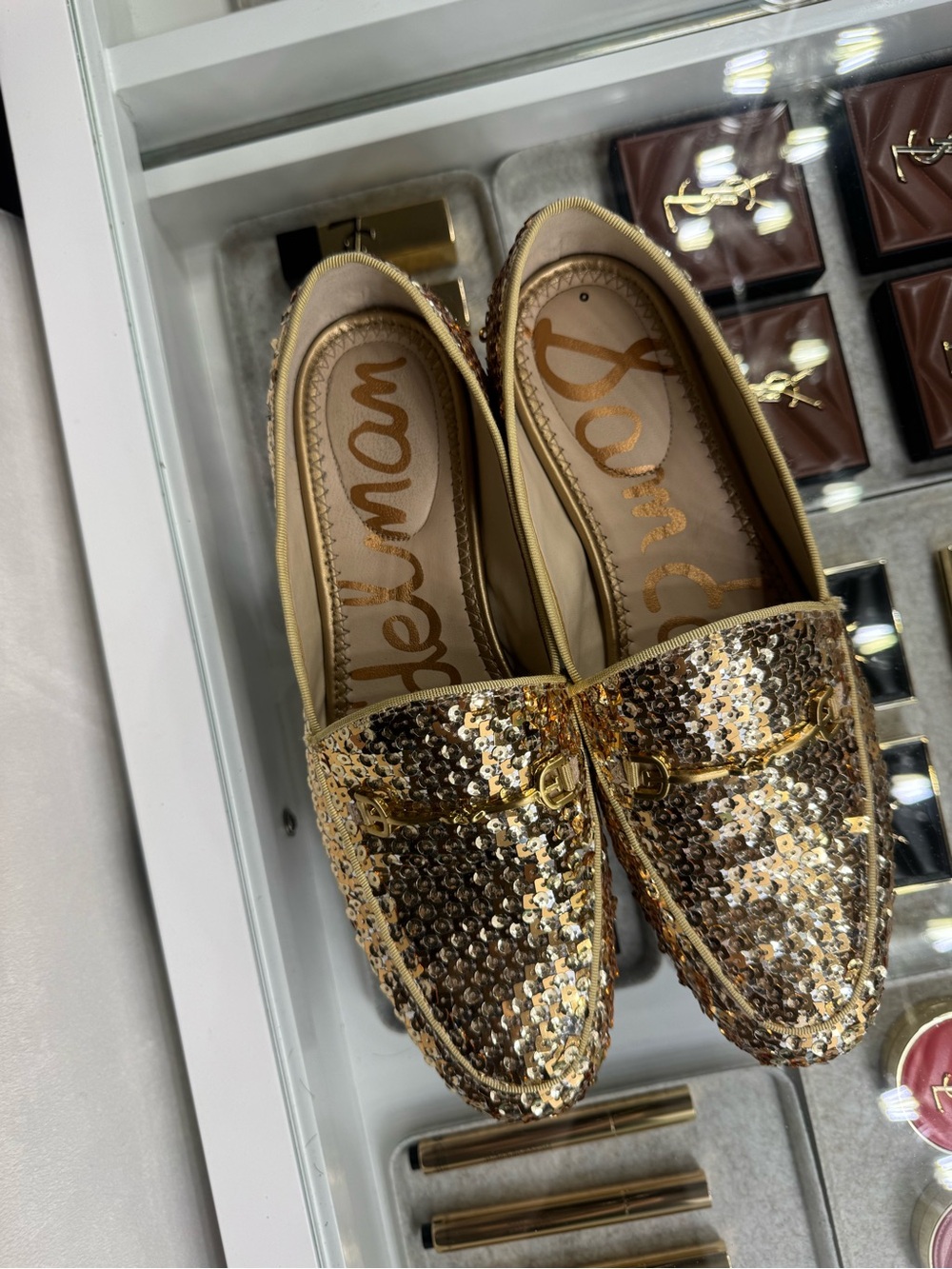 Sam Edelman Gold Sequin Men's Slip-On Loafers